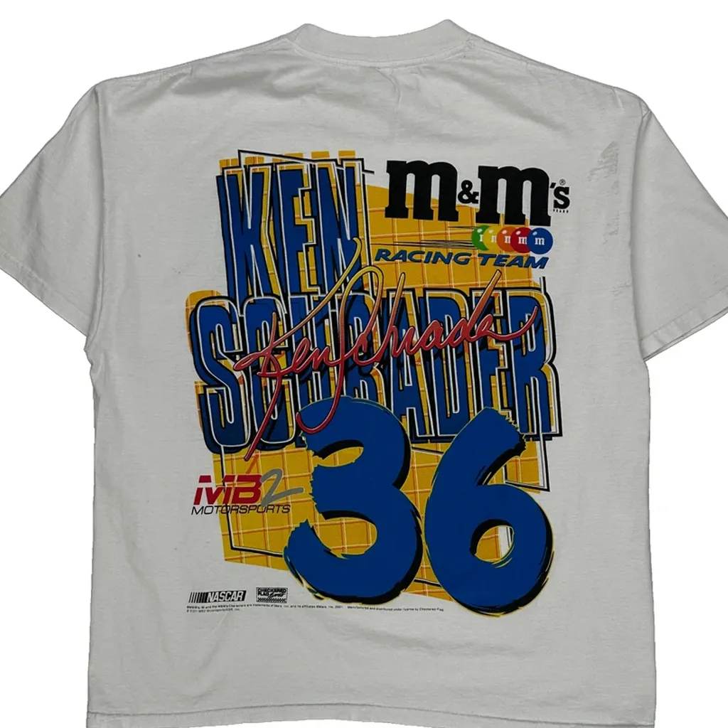 M&M'S Racing Team Checkered Flag Nascar T-Shirt - XL White Cotton - Image 7