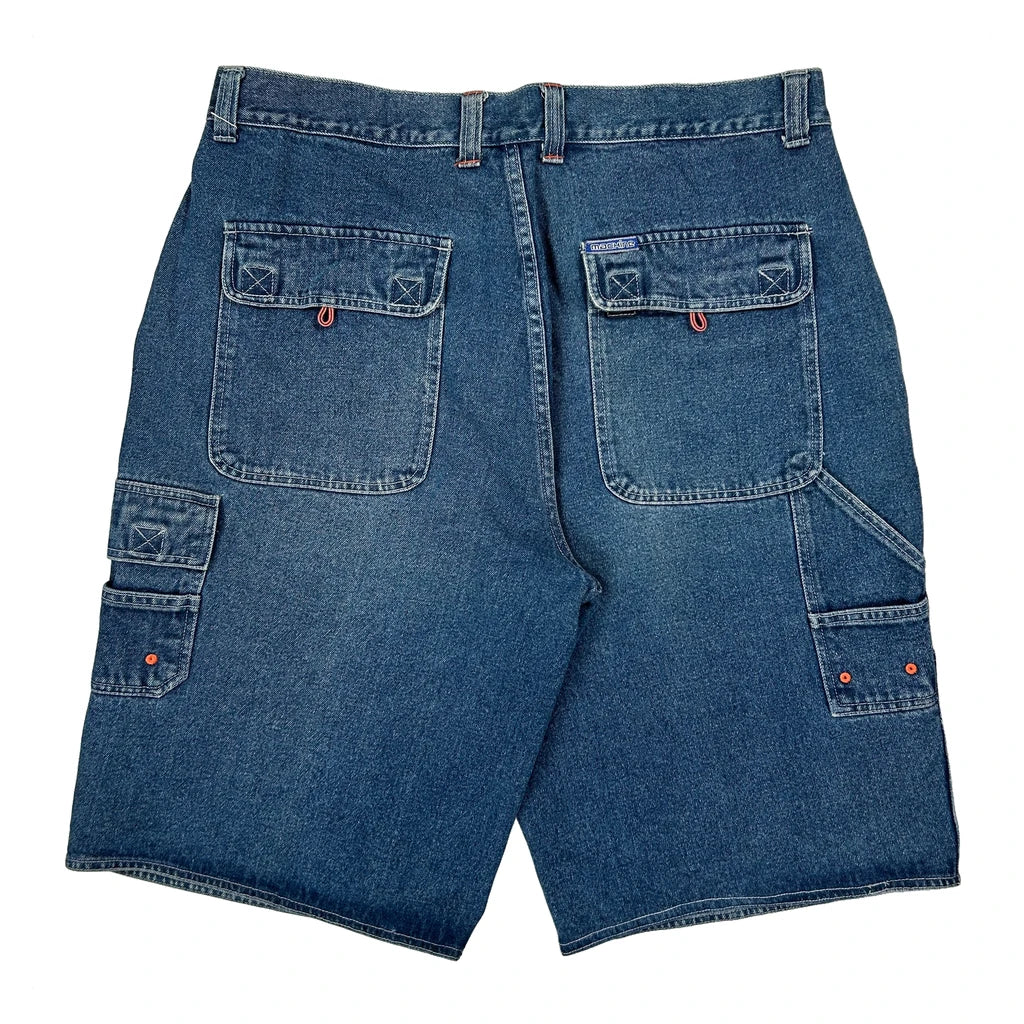 Machine Double Knee Denim Shorts - 38W 10L Blue Cotton
