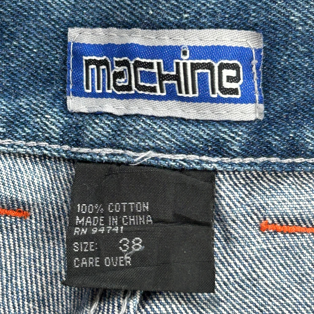 Machine Double Knee Denim Shorts - 38W 10L Blue Cotton - Image 6