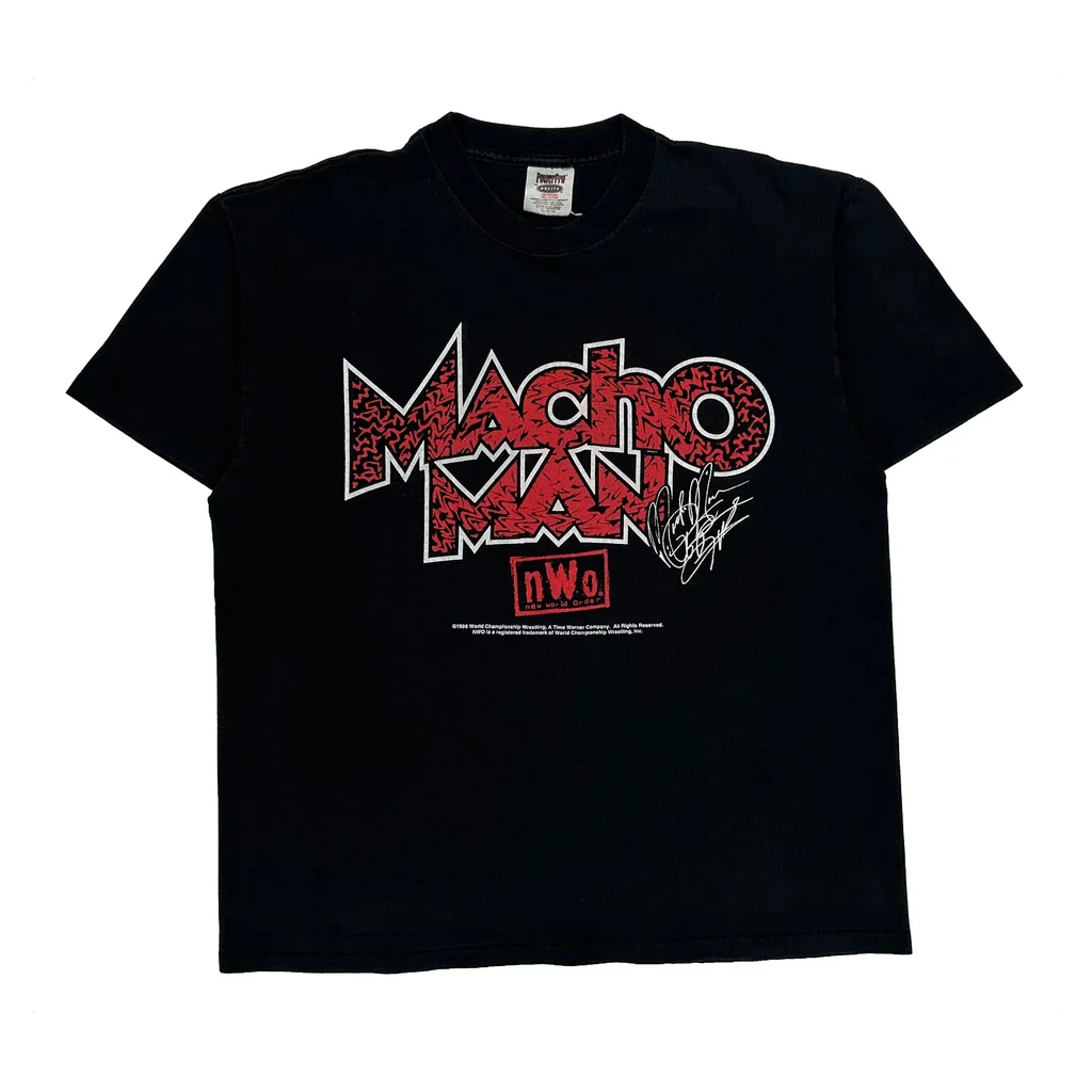 Macho Man Nwo Oneita Single Stitch T-Shirt - Large Black Cotton
