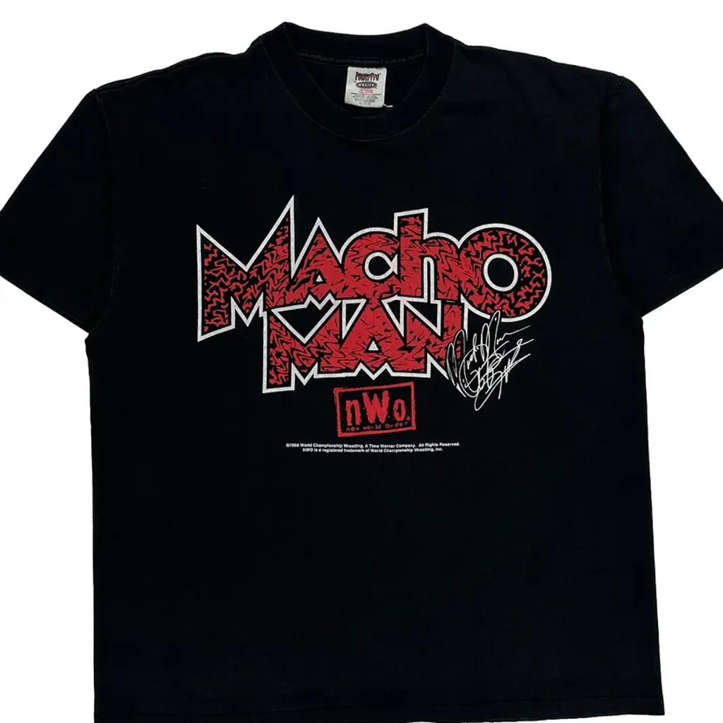 Macho Man Nwo Oneita Single Stitch T-Shirt - Large Black Cotton - Image 4