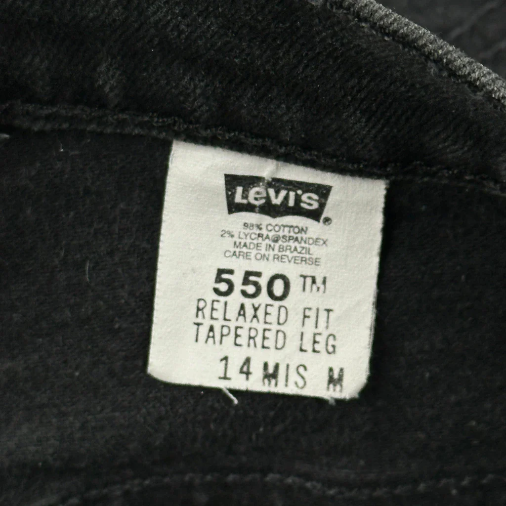 Made In Brazil Levis 550 Jeans - 30W UK 12 Black Cotton - Image 6