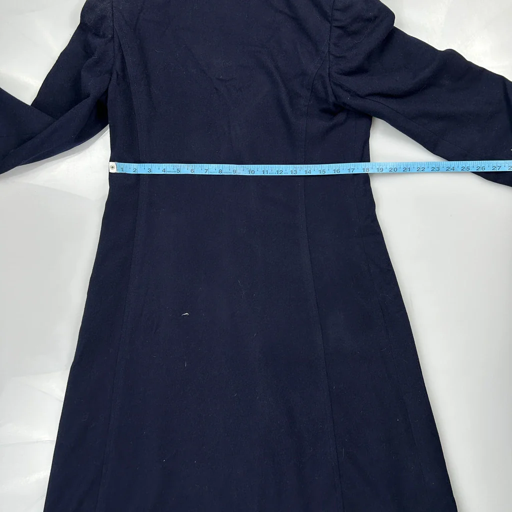 Made In England Aquascutum Full Length Overcoat - Medium Navy Wool - Image 3