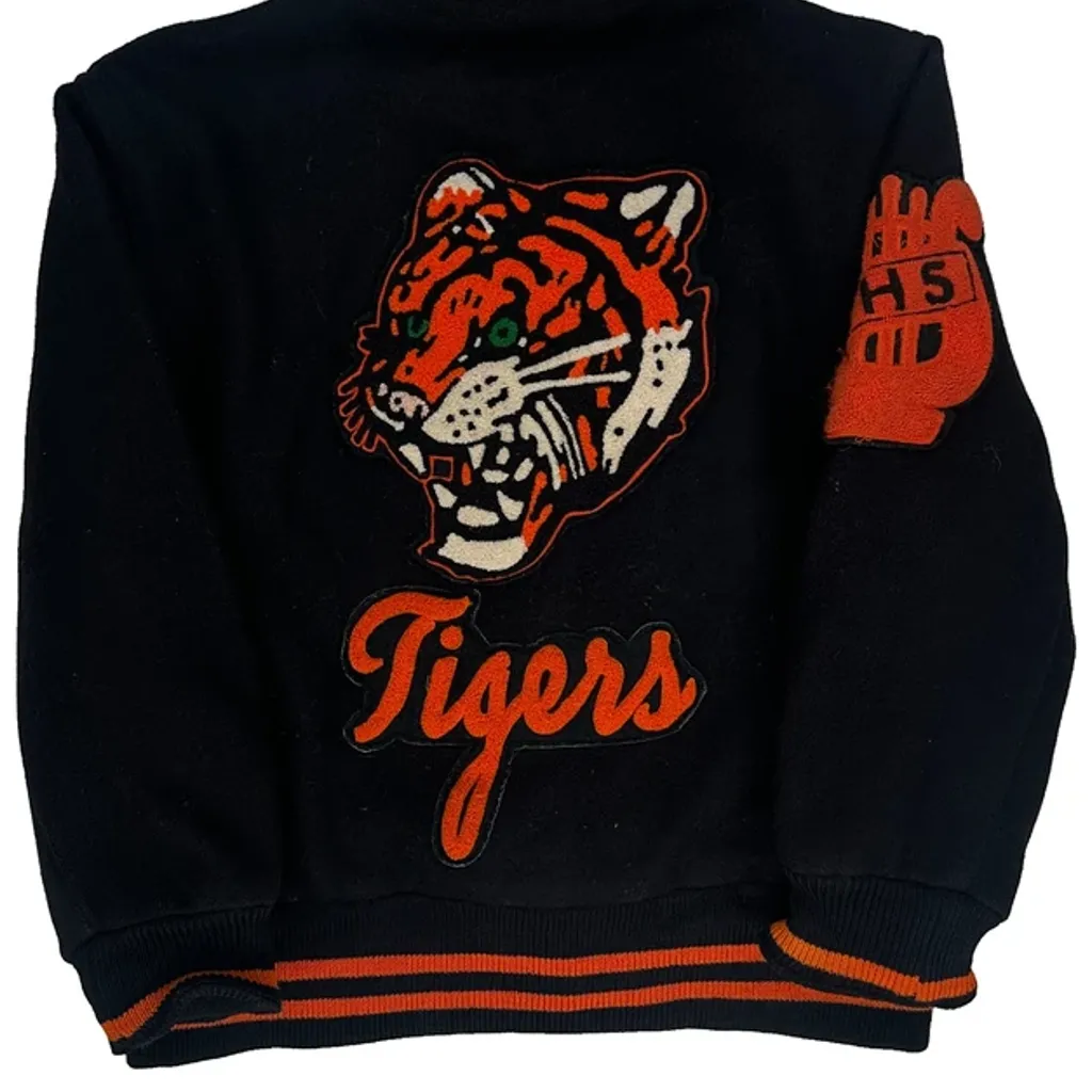 Made In USA 1992 Tigers Unbranded College Varsity Jacket - Large Black Wool Blend - Image 8