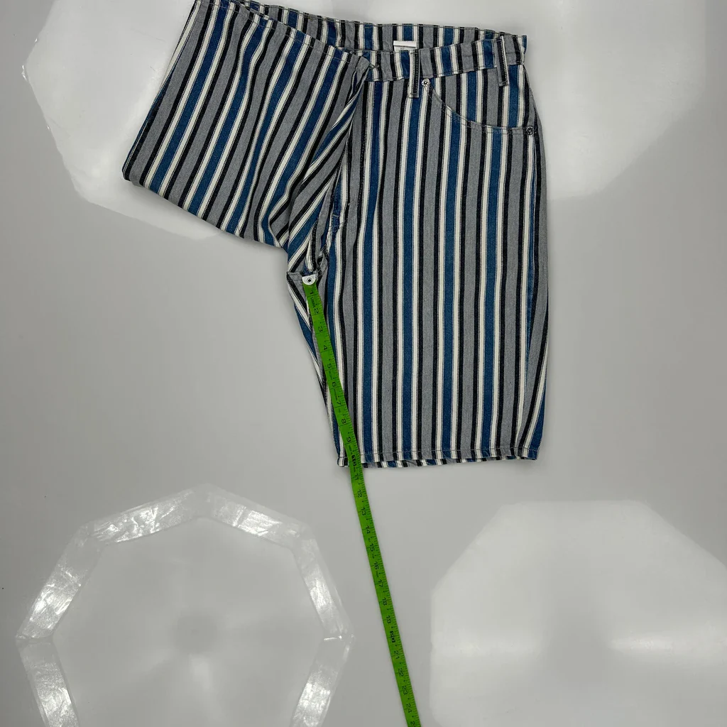 Made In USA 505 Levis Striped Denim Shorts - 33W 10L Blue Cotton - Image 5
