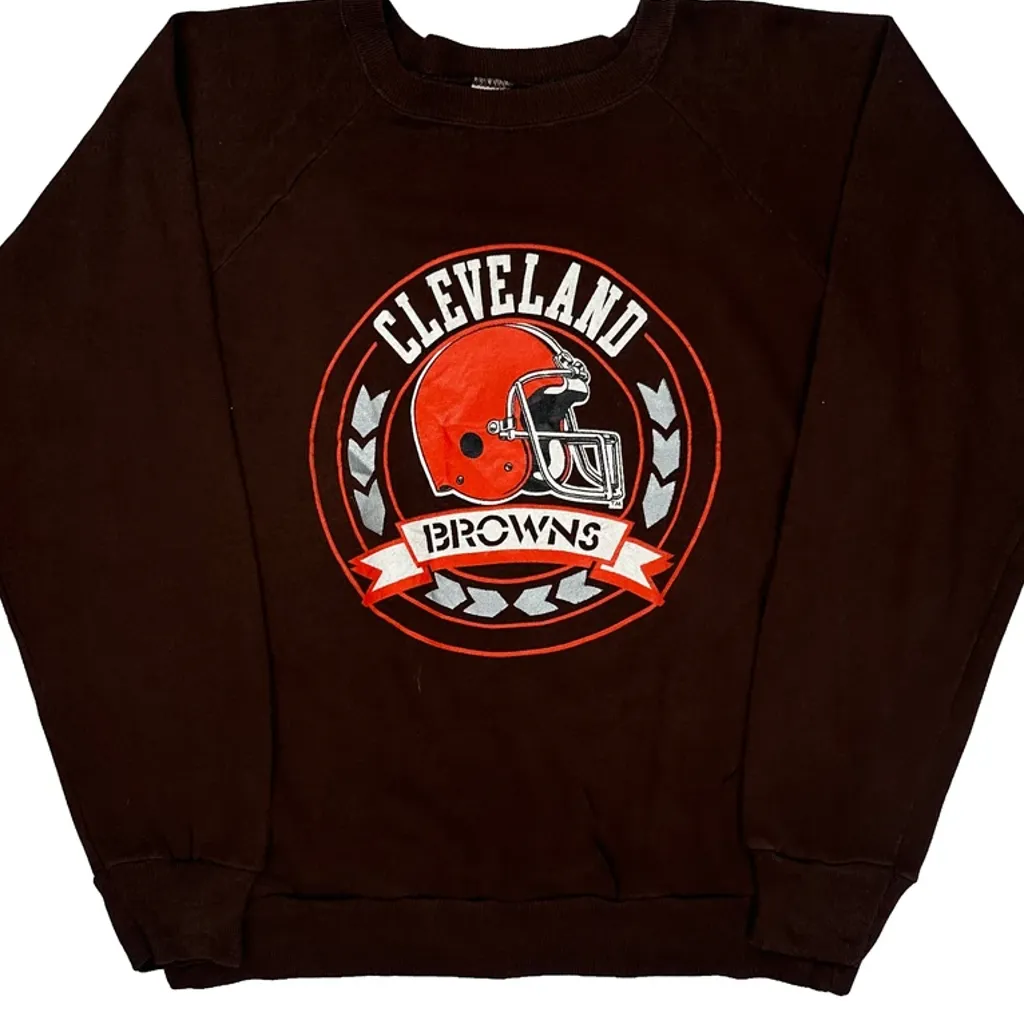 Made In USA 80S Champion Cleveland Browns Sweatshirt - XL Brown Acrylic Blend - Image 5
