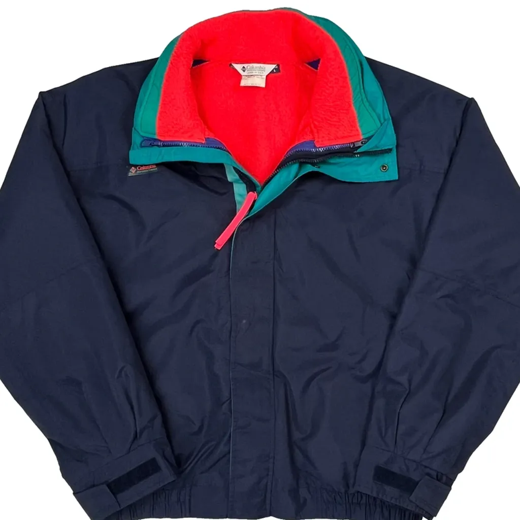 Made In USA 90S Columbia Windbreaker - Large Navy Nylon - Image 5