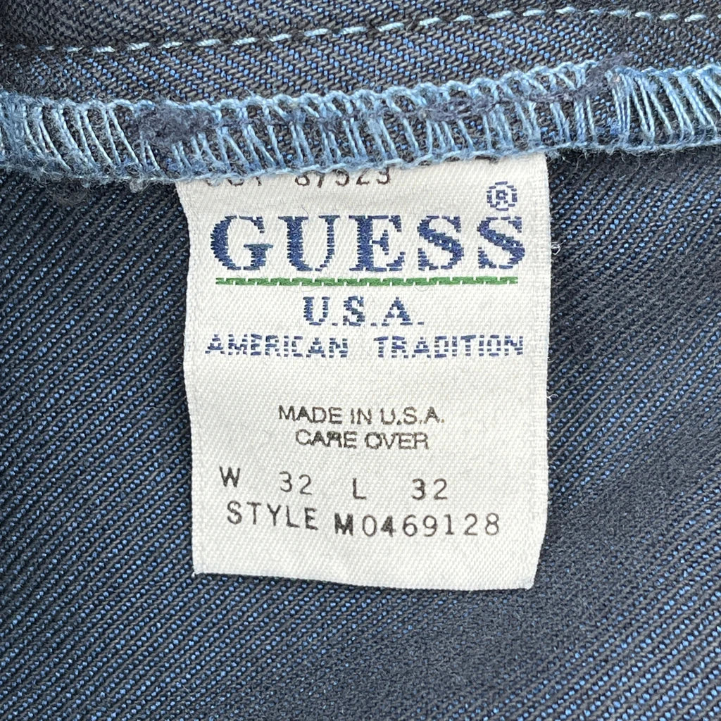 Made In USA 90S Guess Carpenter Trousers - 32W 30L Blue Cotton Blend - Image 6