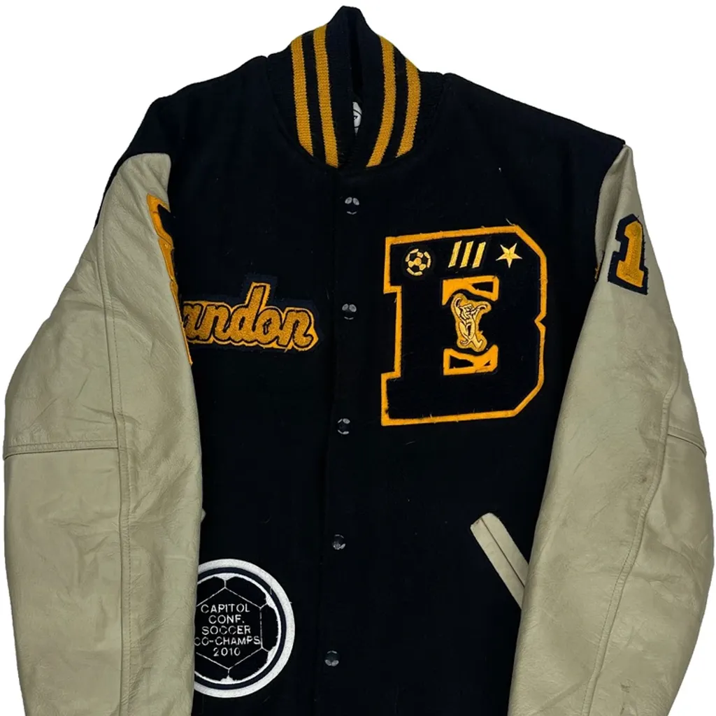 Made In USA 90S Wildcats Neff 00'S College Patches Varsity Jacket - Medium Black Wool Blend - Image 4