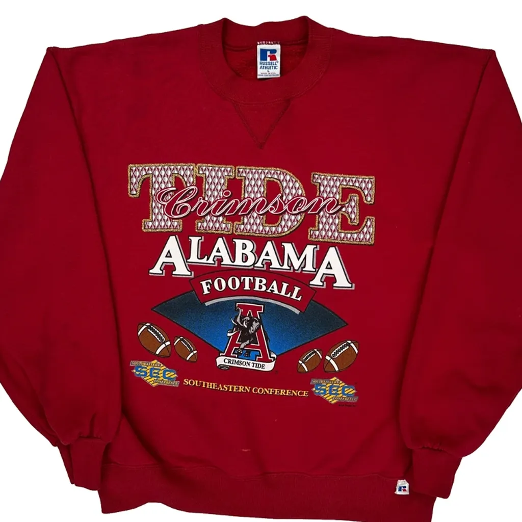 Made In USA Alabama Crimson Tide Russell Athletic Graphic Sweatshirt - Large Red Cotton - Image 4