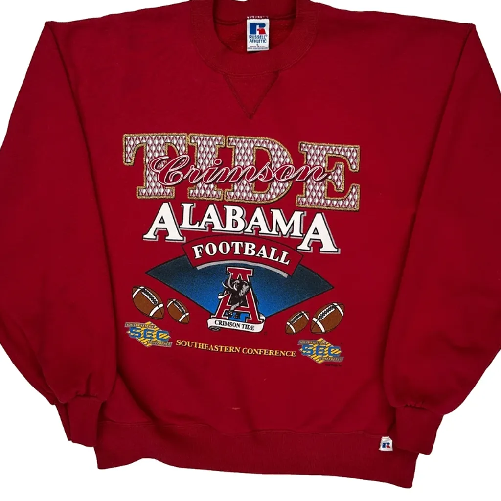 Made In USA Alabama Crimson Tide Russell Athletic Graphic Sweatshirt - Large Red Cotton - Image 5