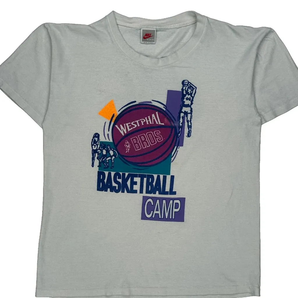 Made In USA Basketball Camp Nike Graphic T-Shirt - Medium White Cotton - Image 5
