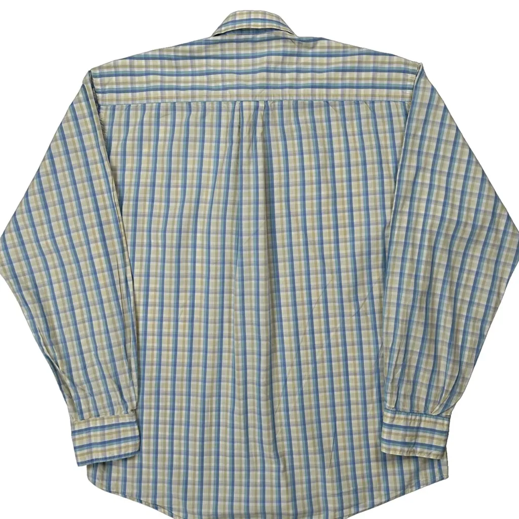 Made In USA Burberry London Checked Shirt - Medium Blue Cotton - Image 7