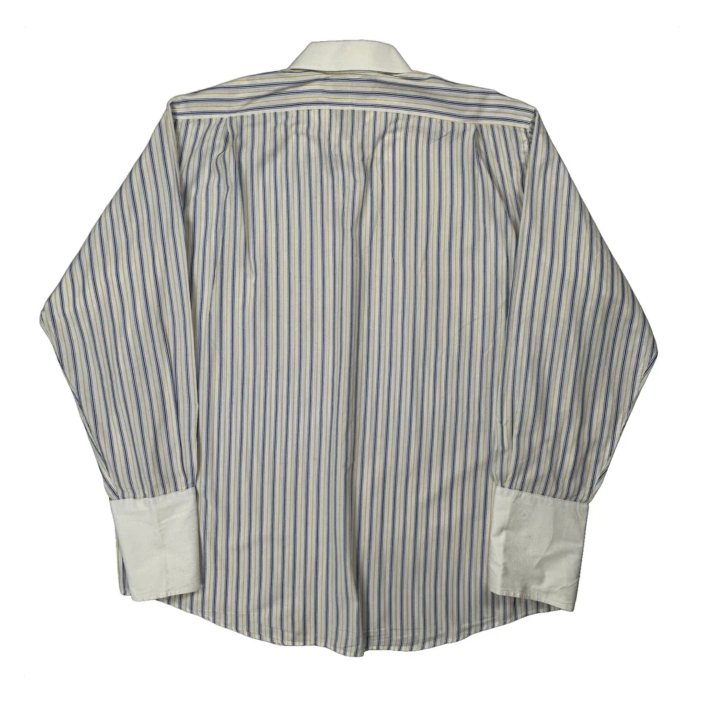 Made In USA Burberry Striped Shirt - XL Cream Cotton - Image 2