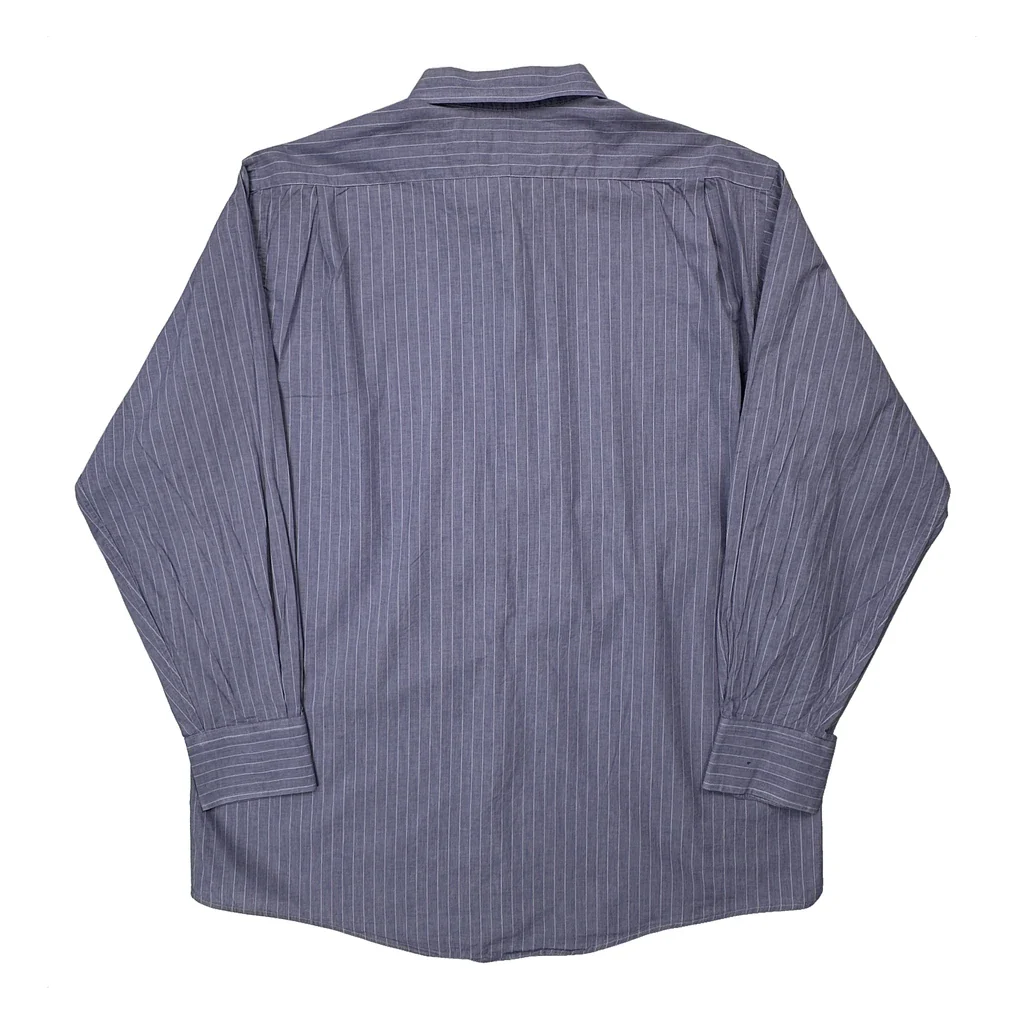 Made In USA Burberry Striped Shirt - Large Purple Cotton - Image 2
