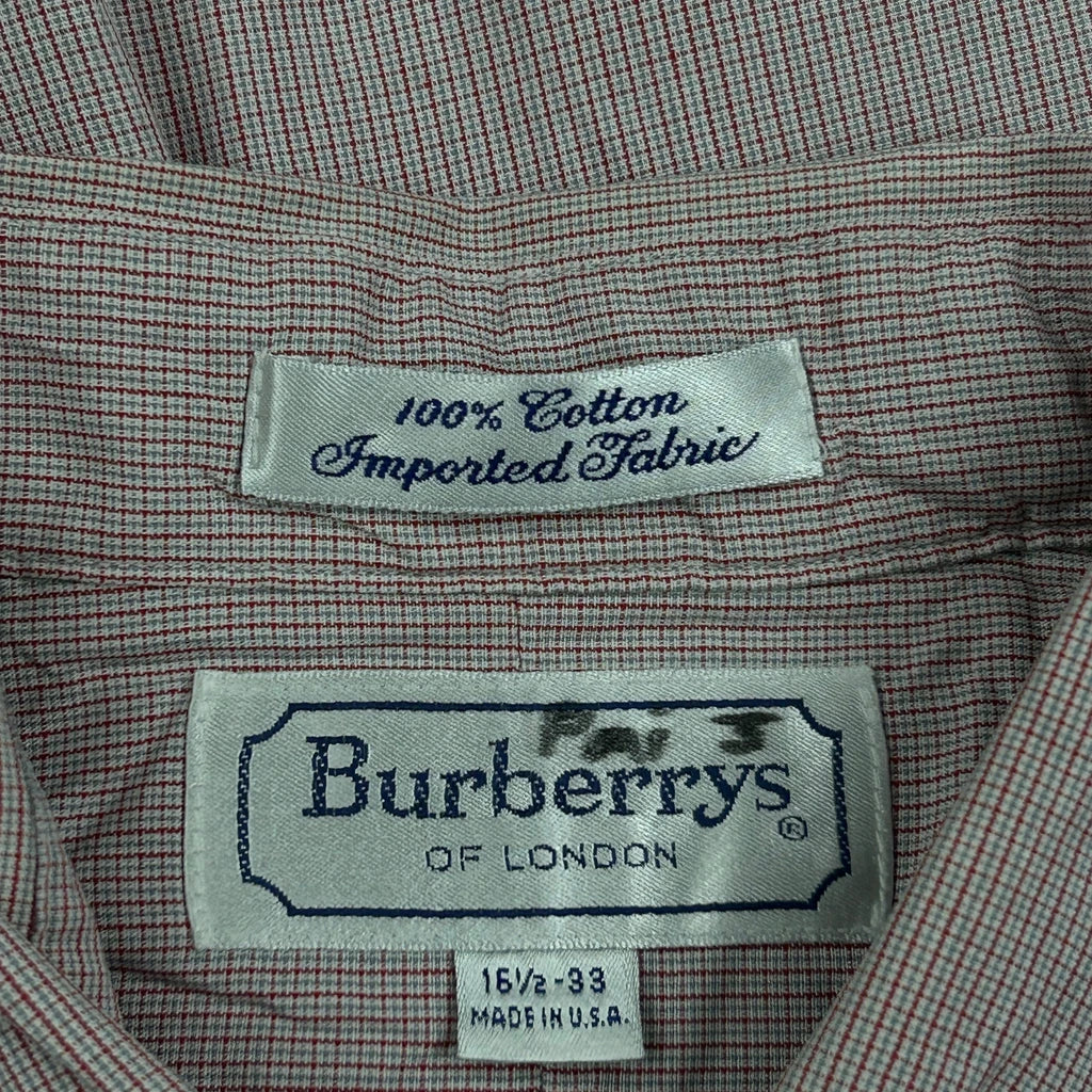 Made In USA Burberry Checked Shirt - Large Red Cotton - Image 3