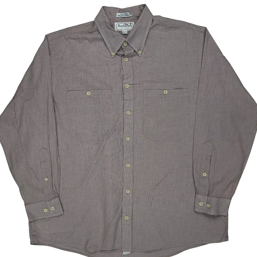 Made In USA Burberry Checked Shirt - Large Red Cotton - Image 5