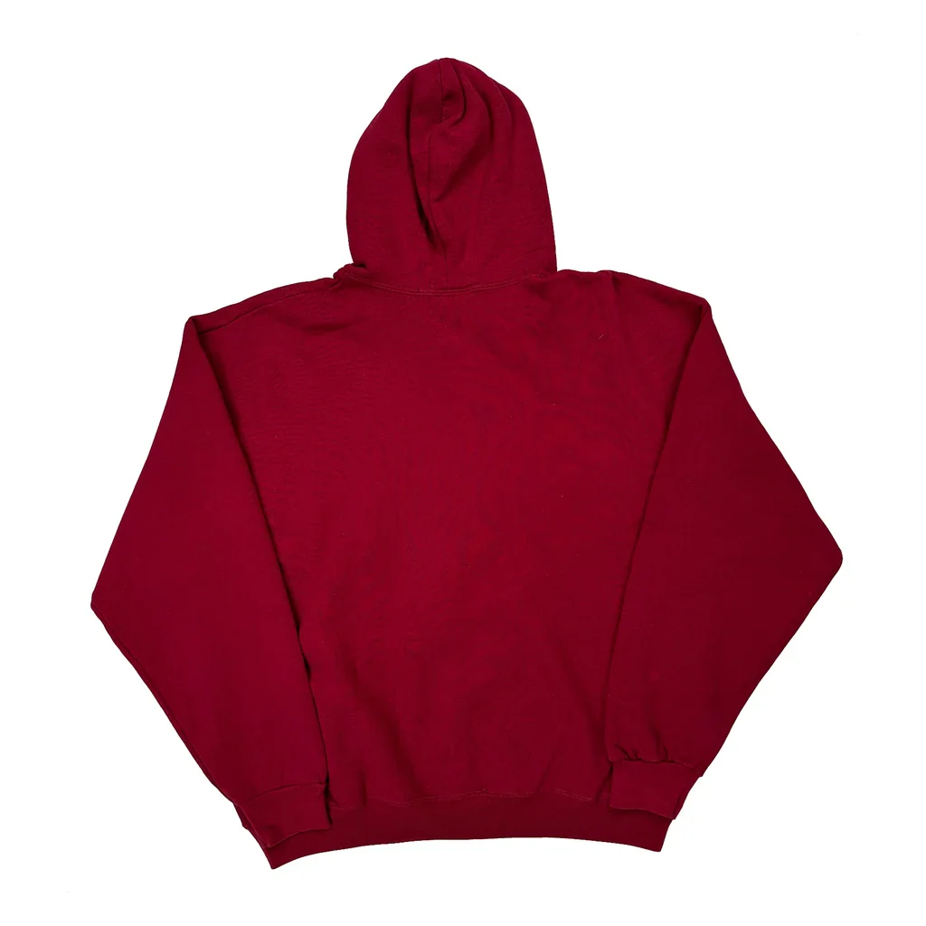 Made In USA Calvin Klein Jeans Spellout Hoodie - Large Red Cotton - Image 2
