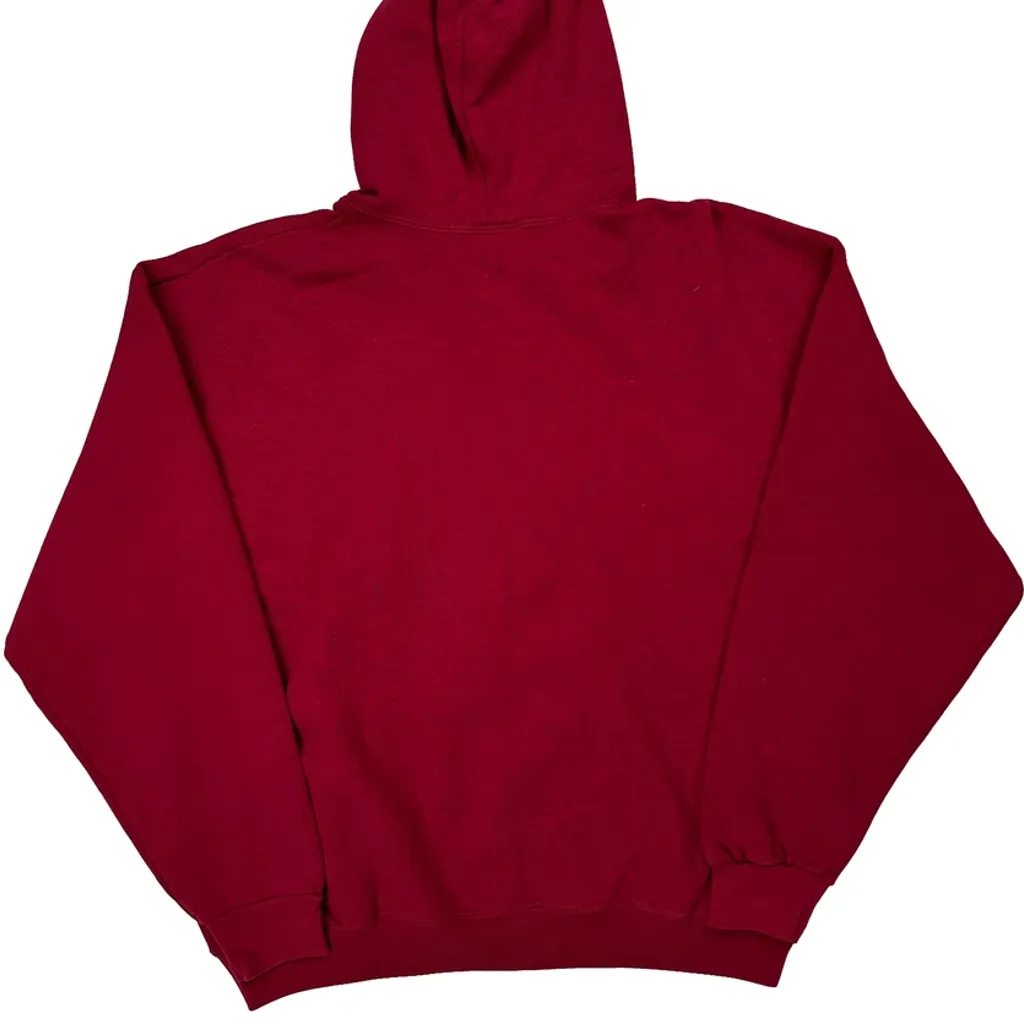 Made In USA Calvin Klein Jeans Spellout Hoodie - Large Red Cotton - Image 6