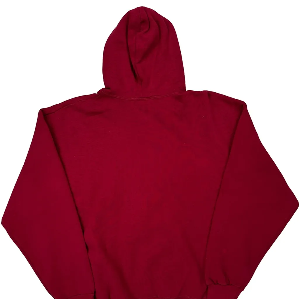 Made In USA Calvin Klein Jeans Spellout Hoodie - Large Red Cotton - Image 7