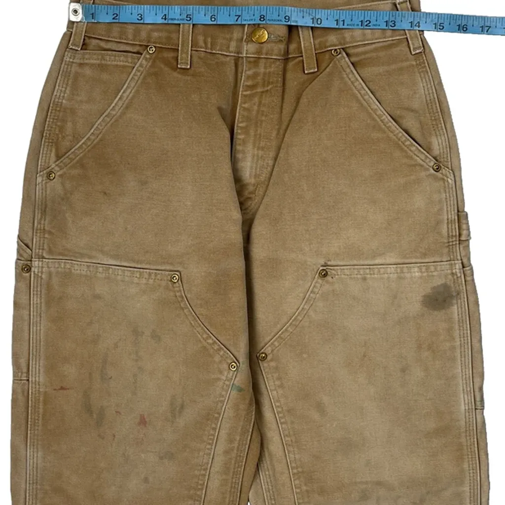 Made In USA Carhartt Double Knee Carpenter Trousers - 34W 28L Beige Cotton - Image 8