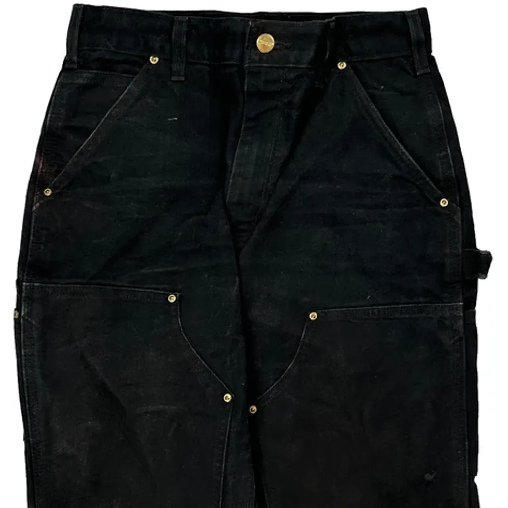 Made In USA Carhartt B01 Blk Double Knee Carpenter Trousers - 28W 30L Black Cotton - Image 10