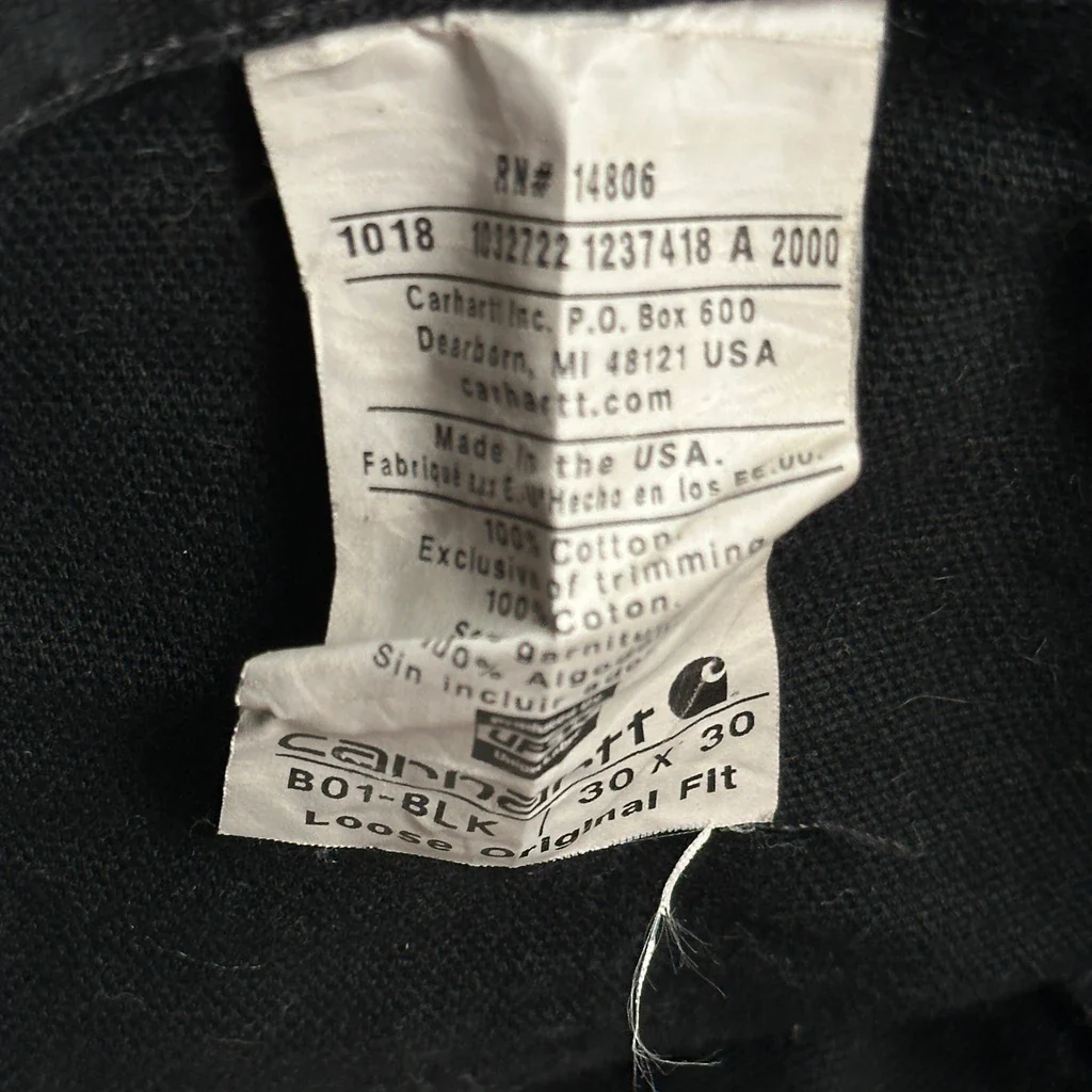 Made In USA Carhartt B01 Blk Double Knee Carpenter Trousers - 28W 30L Black Cotton - Image 6