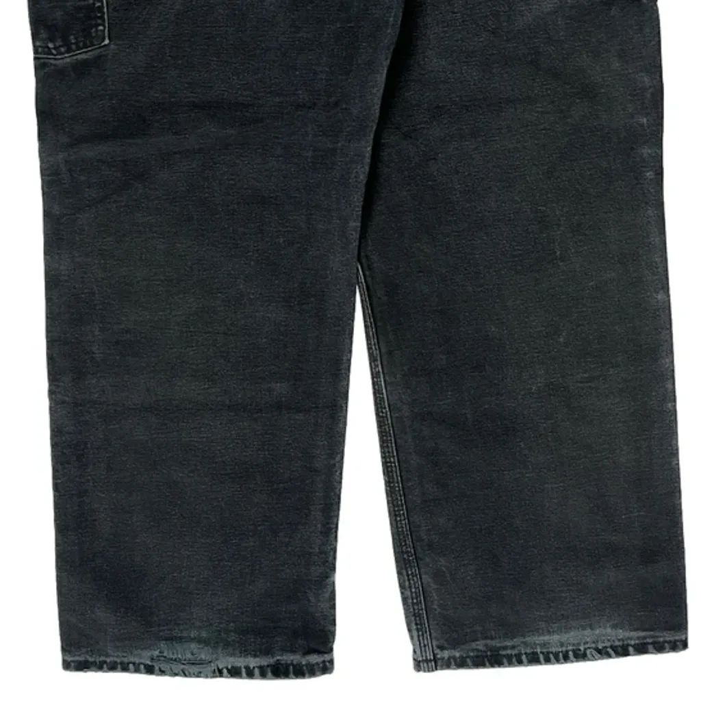 Made In USA Carhartt Double Knee Carpenter Trousers - 34W 30L Black Cotton - Image 7