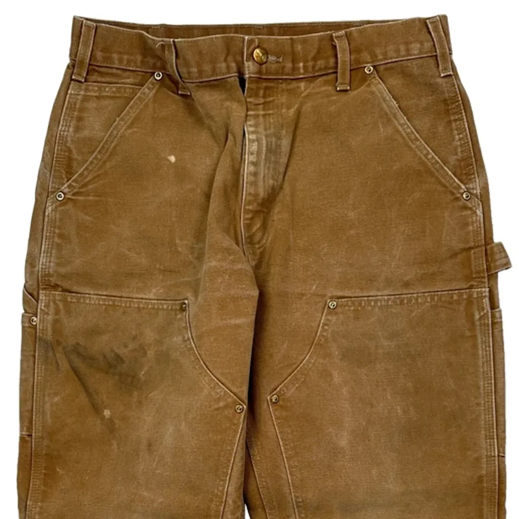 Made In USA Carhartt B01 Brn Double Knee Carpenter Trousers - 30W 30L Brown Cotton - Image 10