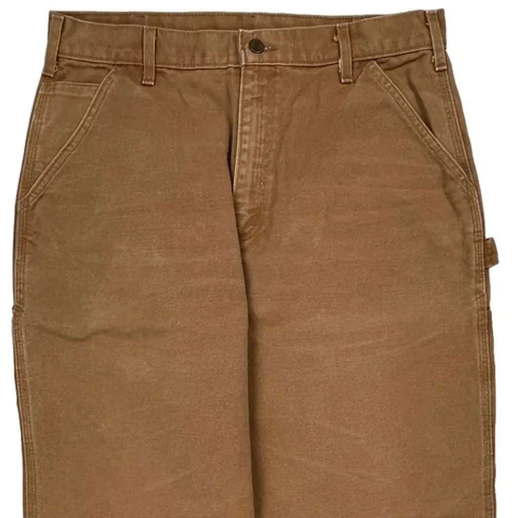 Made In USA Carhartt B11 Brn Carpenter Trousers - 33W 32L Brown Cotton - Image 10