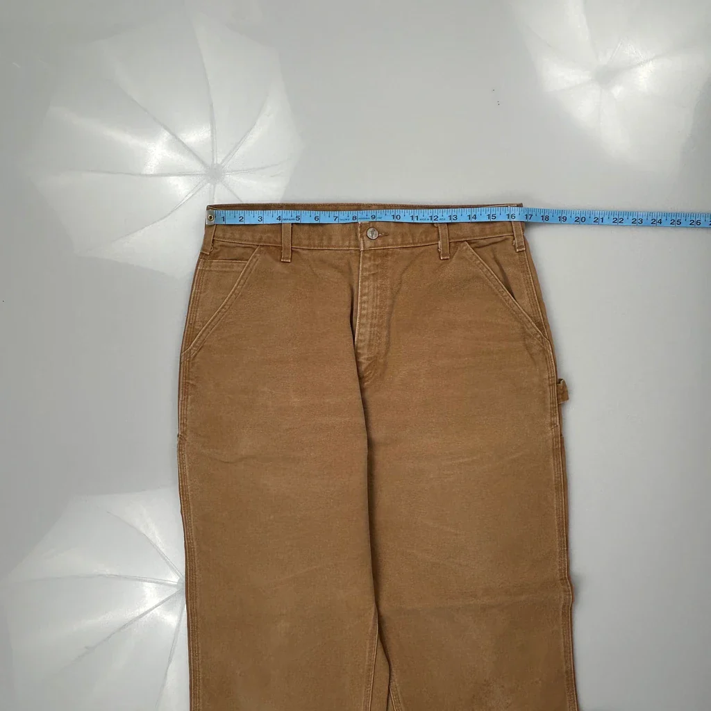 Made In USA Carhartt B11 Brn Carpenter Trousers - 33W 32L Brown Cotton - Image 3