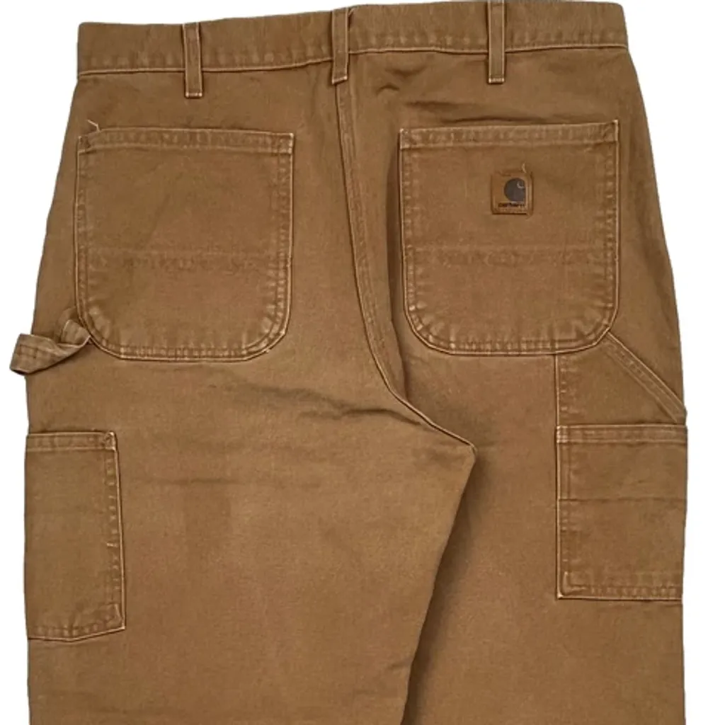 Made In USA Carhartt B11 Brn Carpenter Trousers - 33W 32L Brown Cotton - Image 8