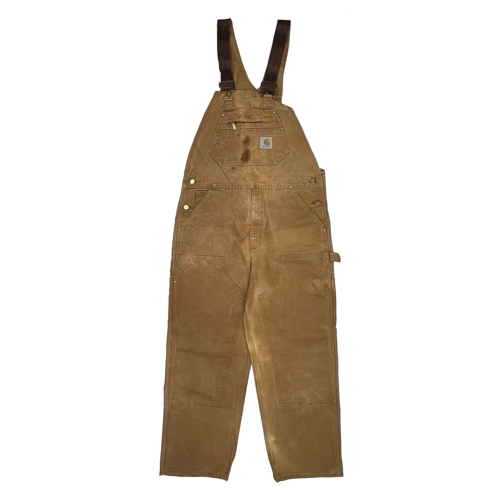 Made In USA Carhartt Double Knee Overalls - 32W 30L Brown Cotton