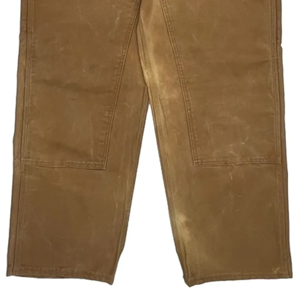 Made In USA Carhartt Double Knee Overalls - 32W 30L Brown Cotton - Image 4