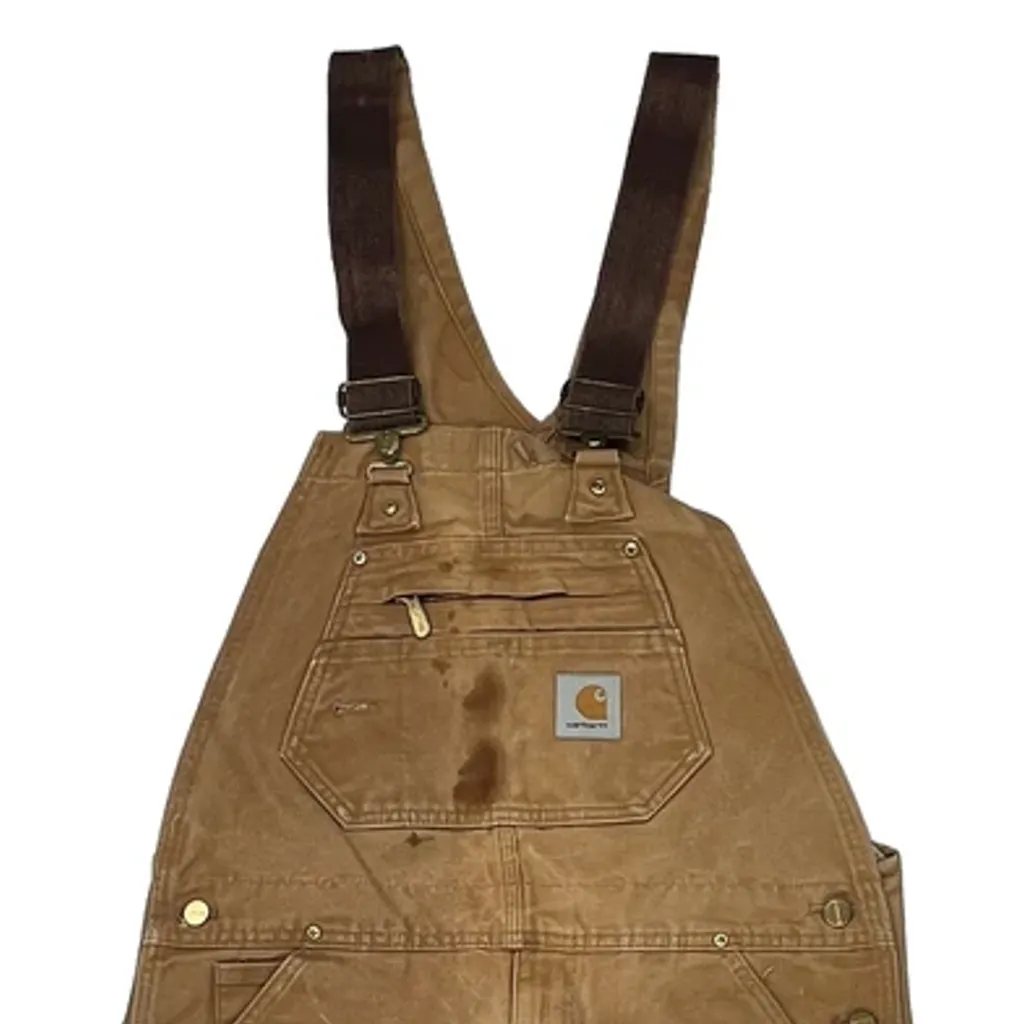 Made In USA Carhartt Double Knee Overalls - 32W 30L Brown Cotton - Image 5