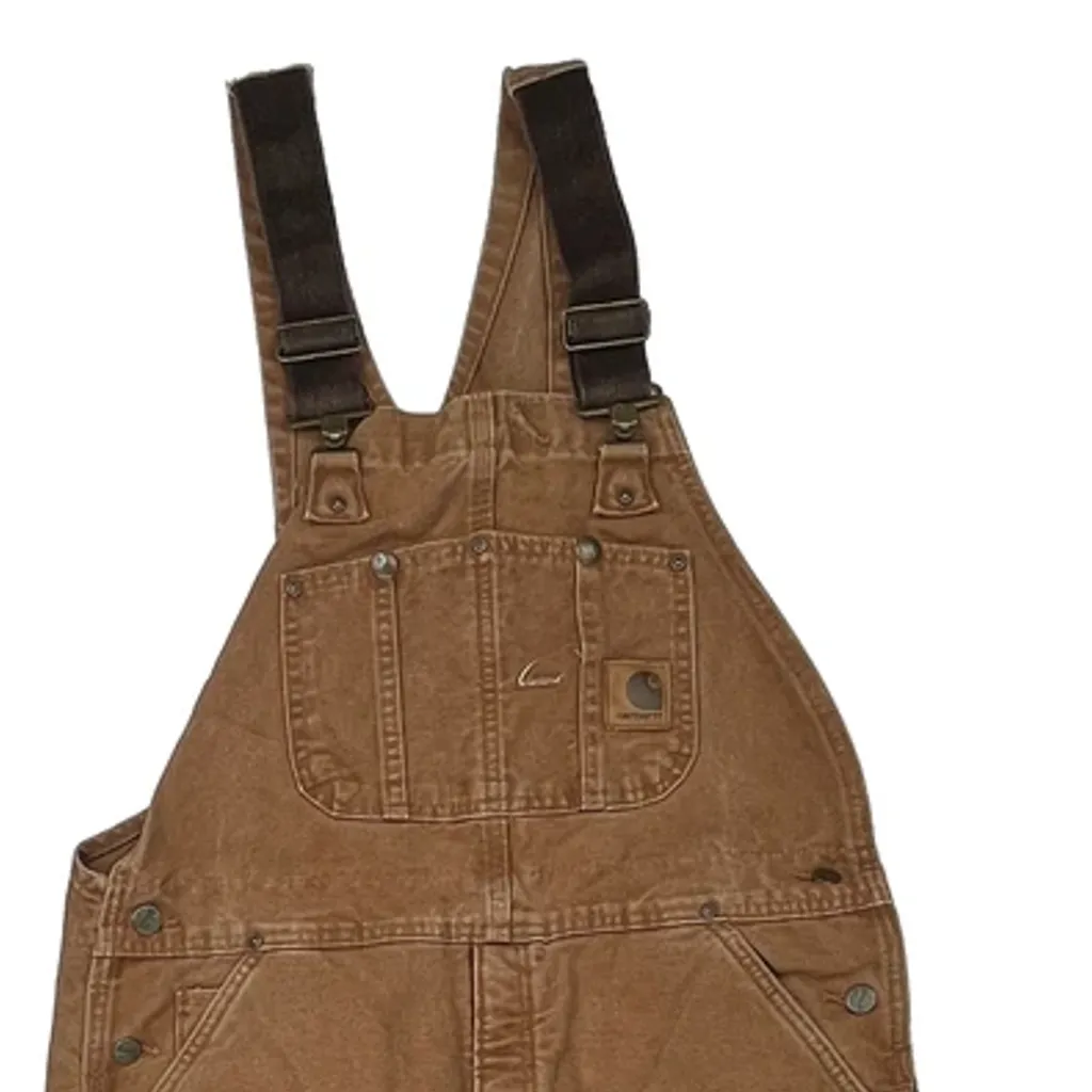 Made In USA Carhartt Double Knee Overalls - 36W 30L Brown Cotton - Image 4