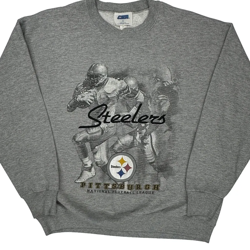 Made In USA Csa Pittsburgh Steelers Sweatshirt - Large Gray Cotton - Image 4