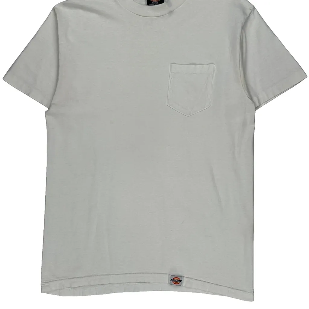 Made In USA Dickies T-Shirt - Large White Cotton - Image 4