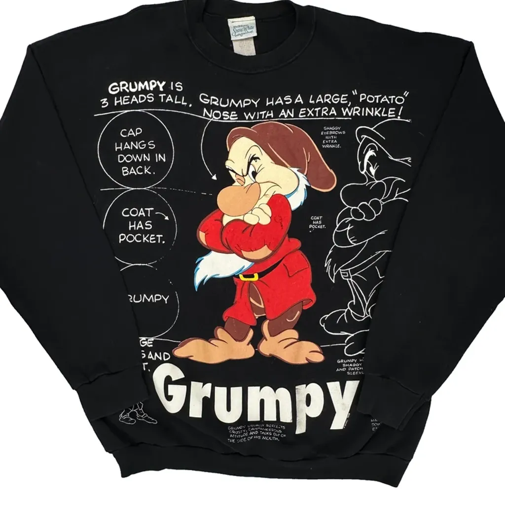 Made In USA Disney Grumpy Snow White Sweatshirt - XL Black Cotton - Image 4