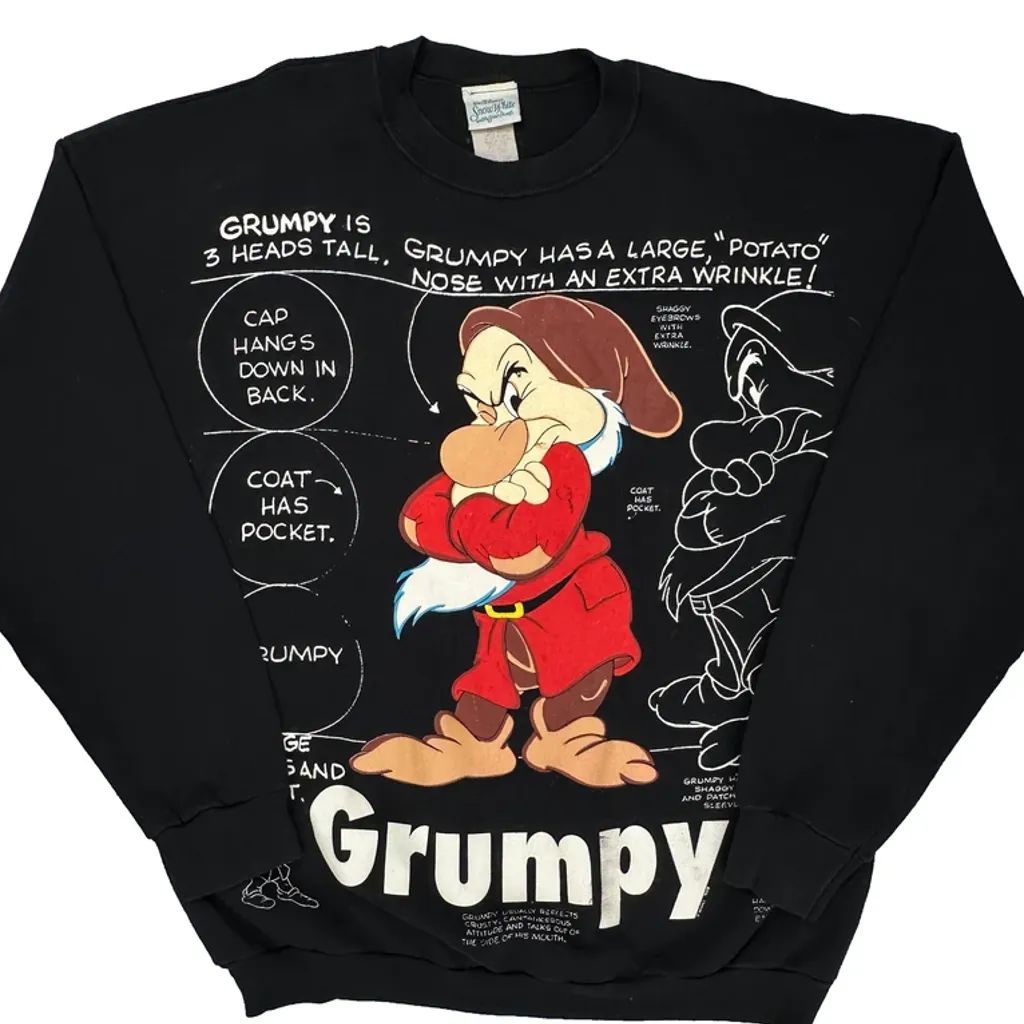 Made In USA Disney Grumpy Snow White Sweatshirt - XL Black Cotton - Image 5