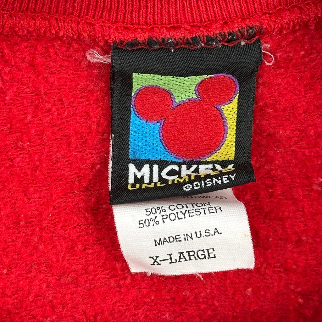 Made In USA Disney Mickie Mouse Sweatshirt - XL Red Cotton Blend - Image 3