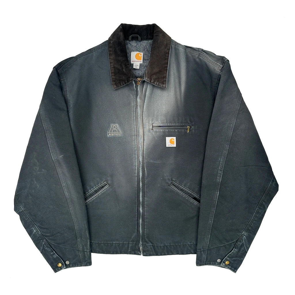 Made In USA Faded Carhartt Tall Blk Detroit Jacket - 2XL Grey Cotton