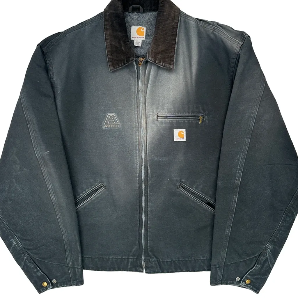 Made In USA Faded Carhartt Tall Blk Detroit Jacket - 2XL Grey Cotton - Image 4