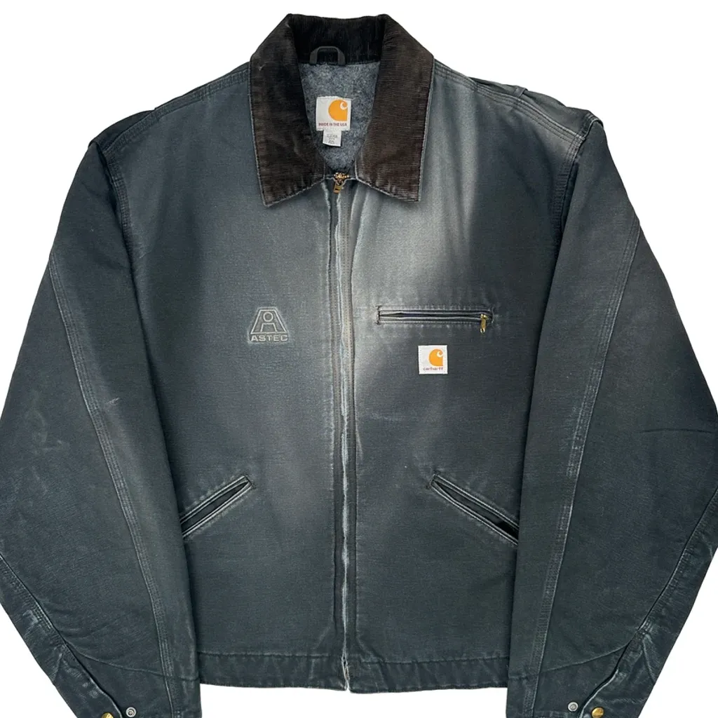 Made In USA Faded Carhartt Tall Blk Detroit Jacket - 2XL Grey Cotton - Image 5