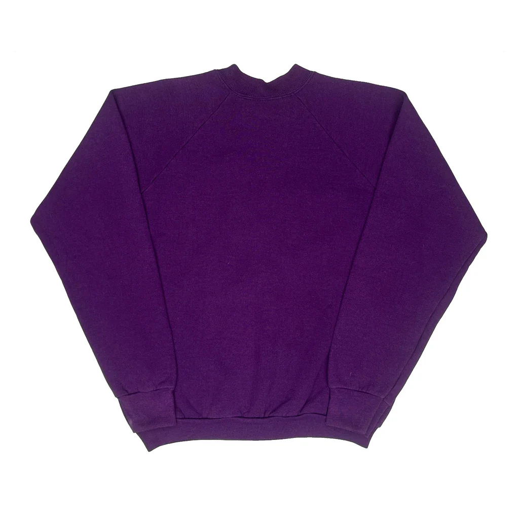 Made In USA Fruit Of The Loom Graphic Sweatshirt - Large Purple Cotton Blend - Image 2