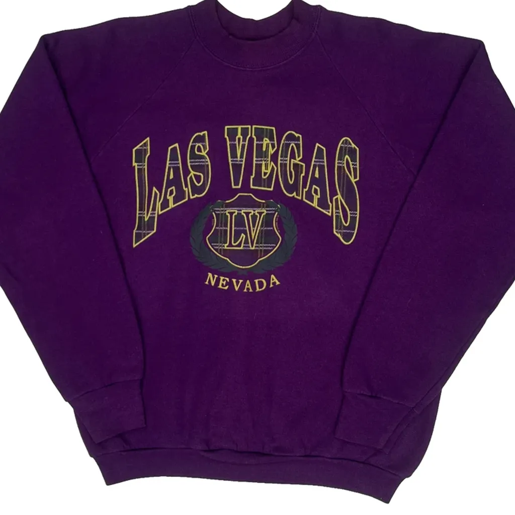 Made In USA Fruit Of The Loom Graphic Sweatshirt - Large Purple Cotton Blend - Image 4