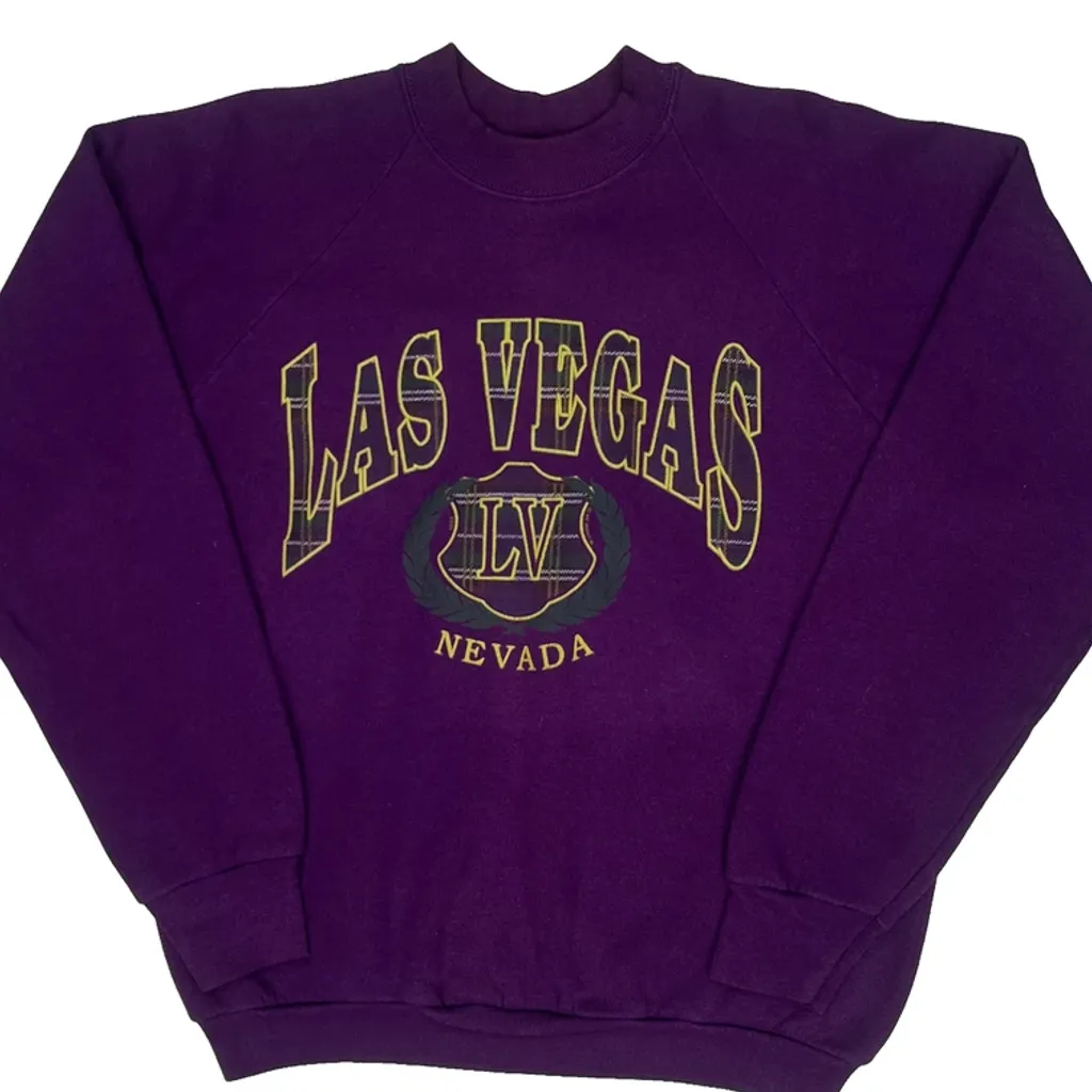 Made In USA Fruit Of The Loom Graphic Sweatshirt - Large Purple Cotton Blend - Image 5