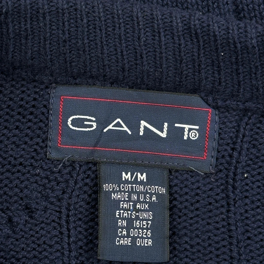 Made In USA Gant Cable Knit Jumper - Medium Navy Cotton - Image 3