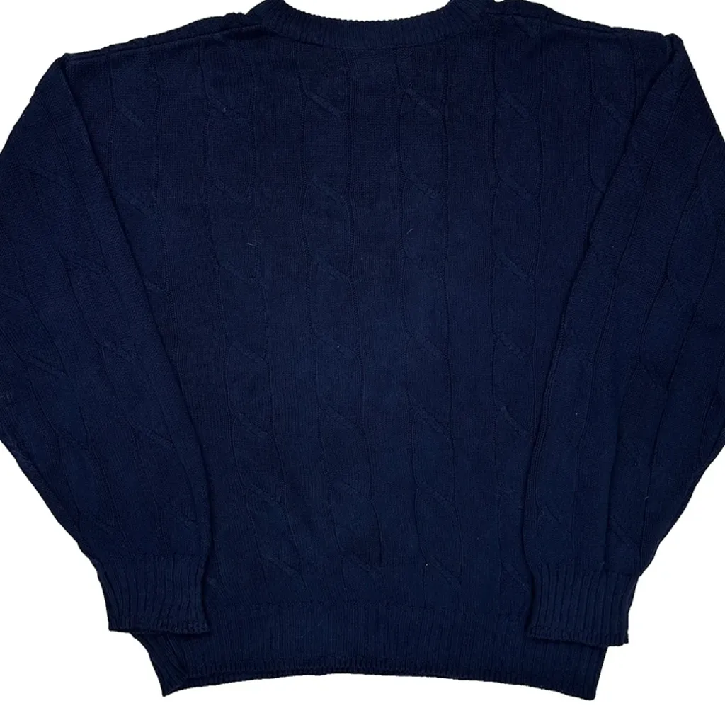 Made In USA Gant Cable Knit Jumper - Medium Navy Cotton - Image 6