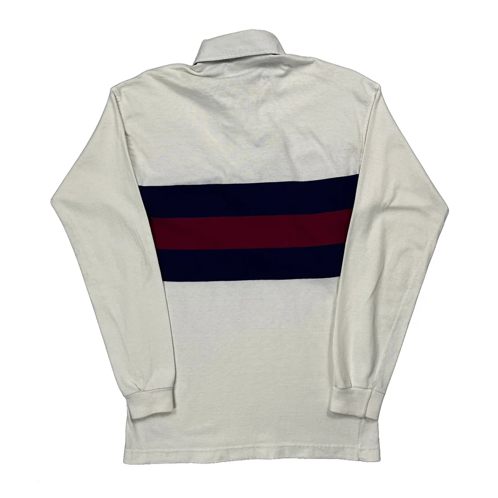 Made In USA Gant Striped Rugby Shirt - Medium Cream Cotton - Image 2